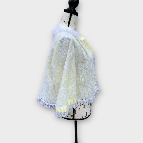 Vintage Odette Barsa Bed Jacket Yellow and White Lace - Picture 5 of 11